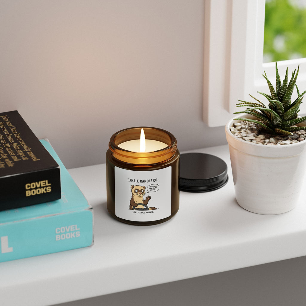Otter Relaxation Soy Candle — Amber Jar Scented Candle ("Exhale" Label)