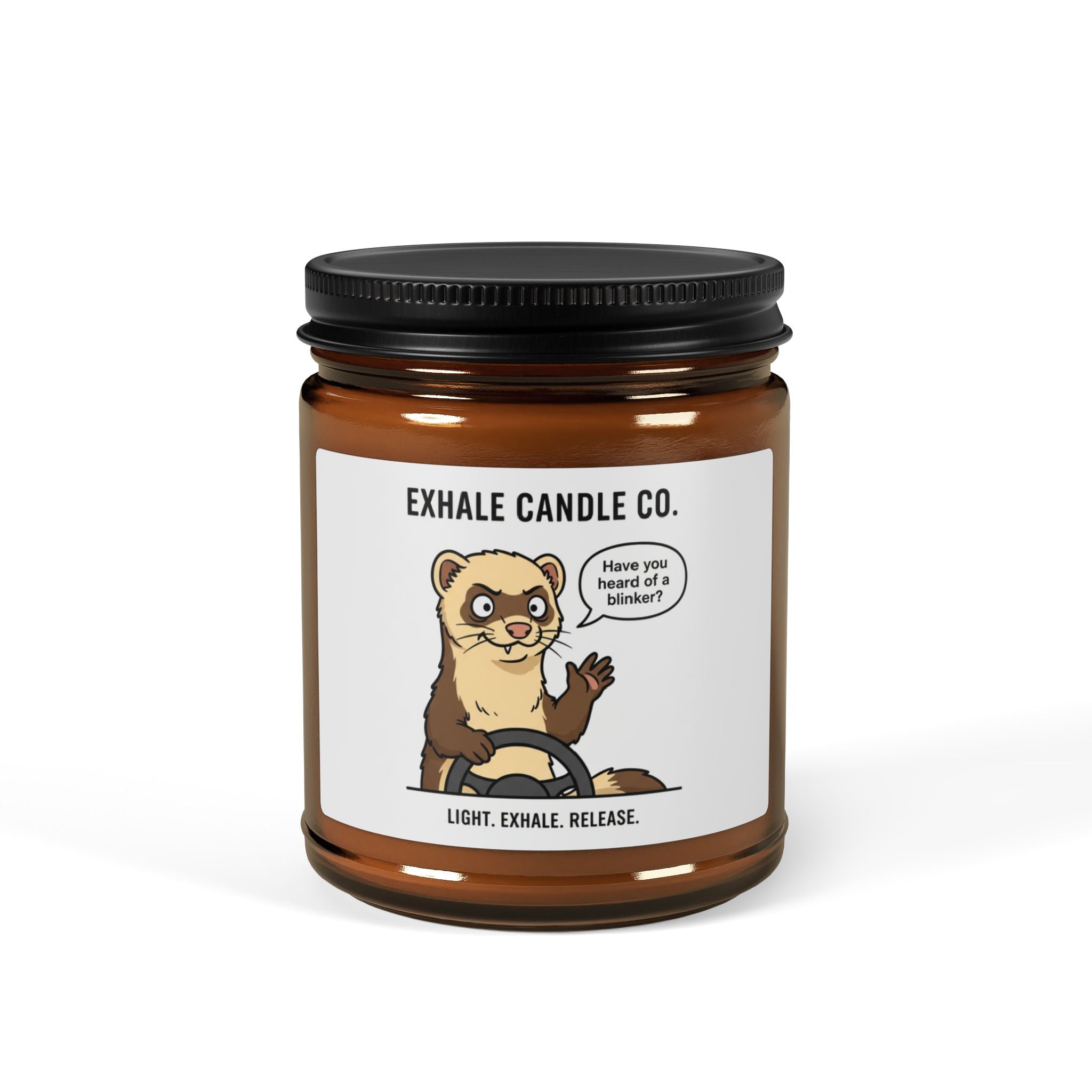 Otter Relaxation Soy Candle — Amber Jar Scented Candle ("Exhale" Label)