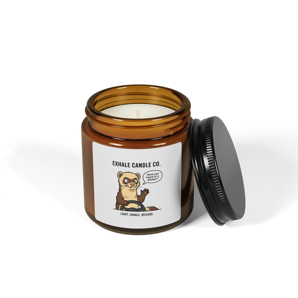 Otter Relaxation Soy Candle — Amber Jar Scented Candle ("Exhale" Label)