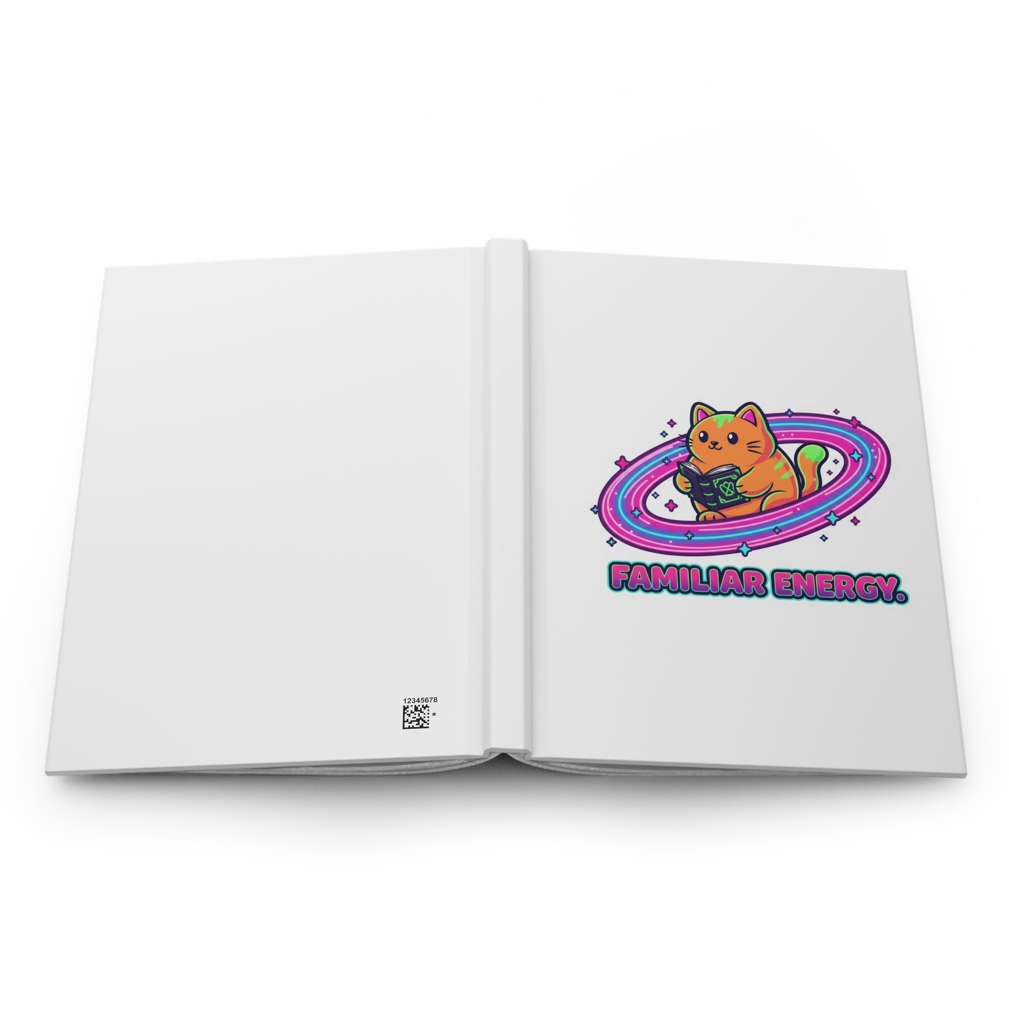 Familiar Energy Hardcover Journal — Cute Cat Wizard Notebook