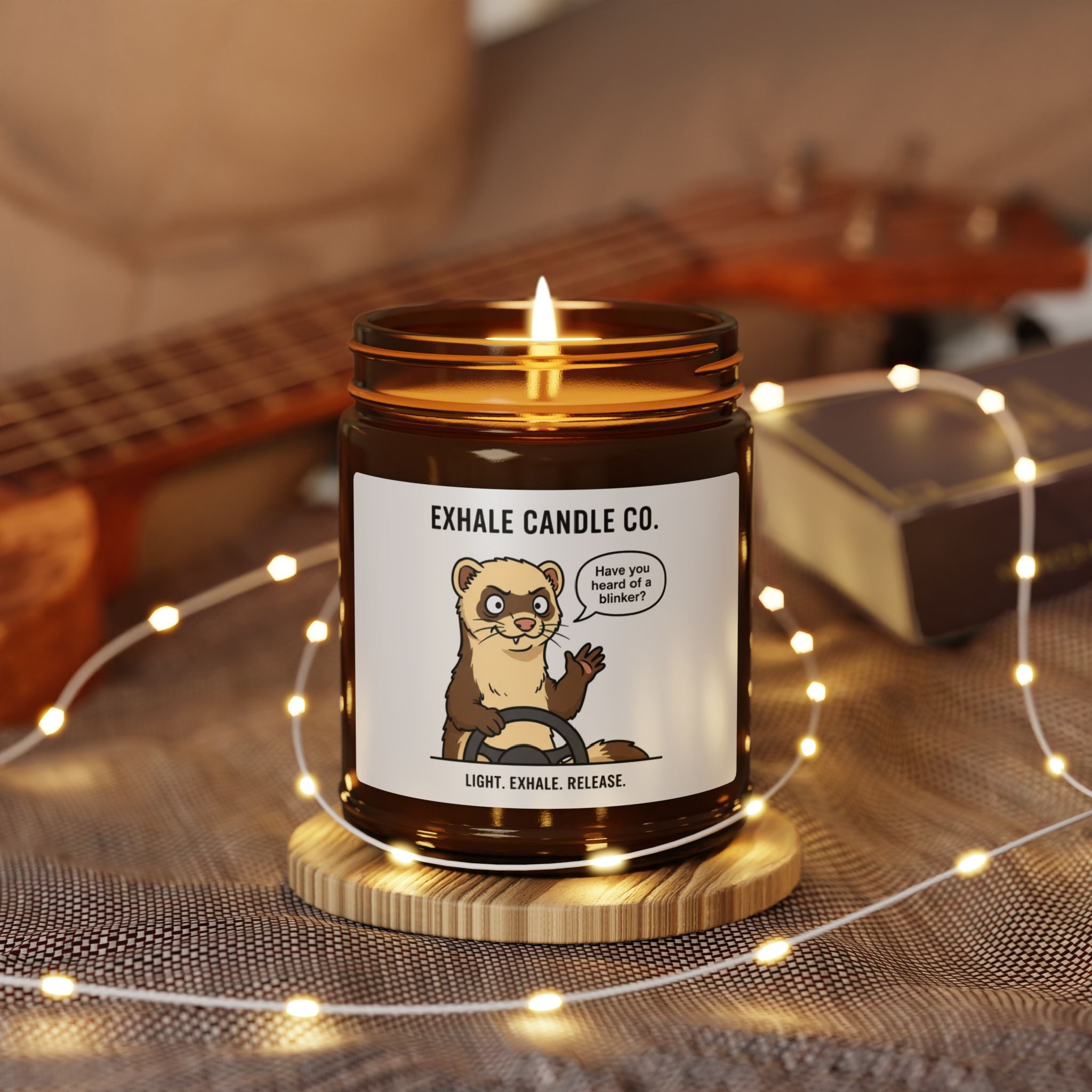 Otter Relaxation Soy Candle — Amber Jar Scented Candle ("Exhale" Label)